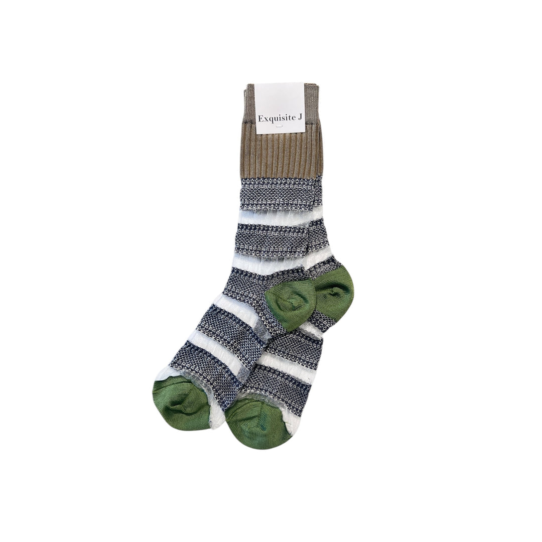 TEXTURED WIDE STRIPE & TULLE SOCKS