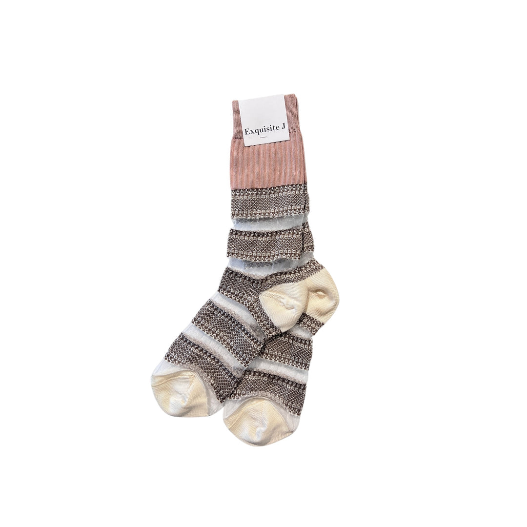 TEXTURED WIDE STRIPE & TULLE SOCKS