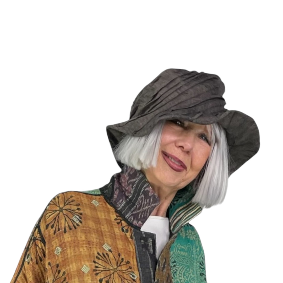 LINEN TWIST TUCK BRIM HAT