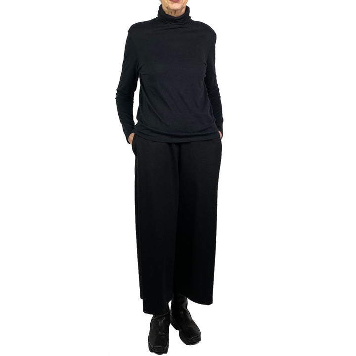 COTTON/CASHMERE BOXY TURTLENECK T-SHIRT