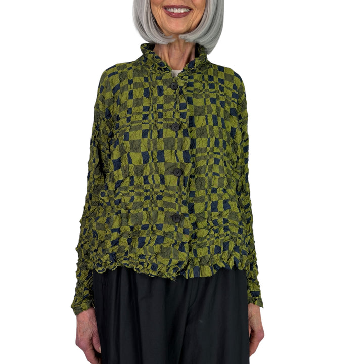 PRINTED CRINKLE PLEAT SHORT JACKET