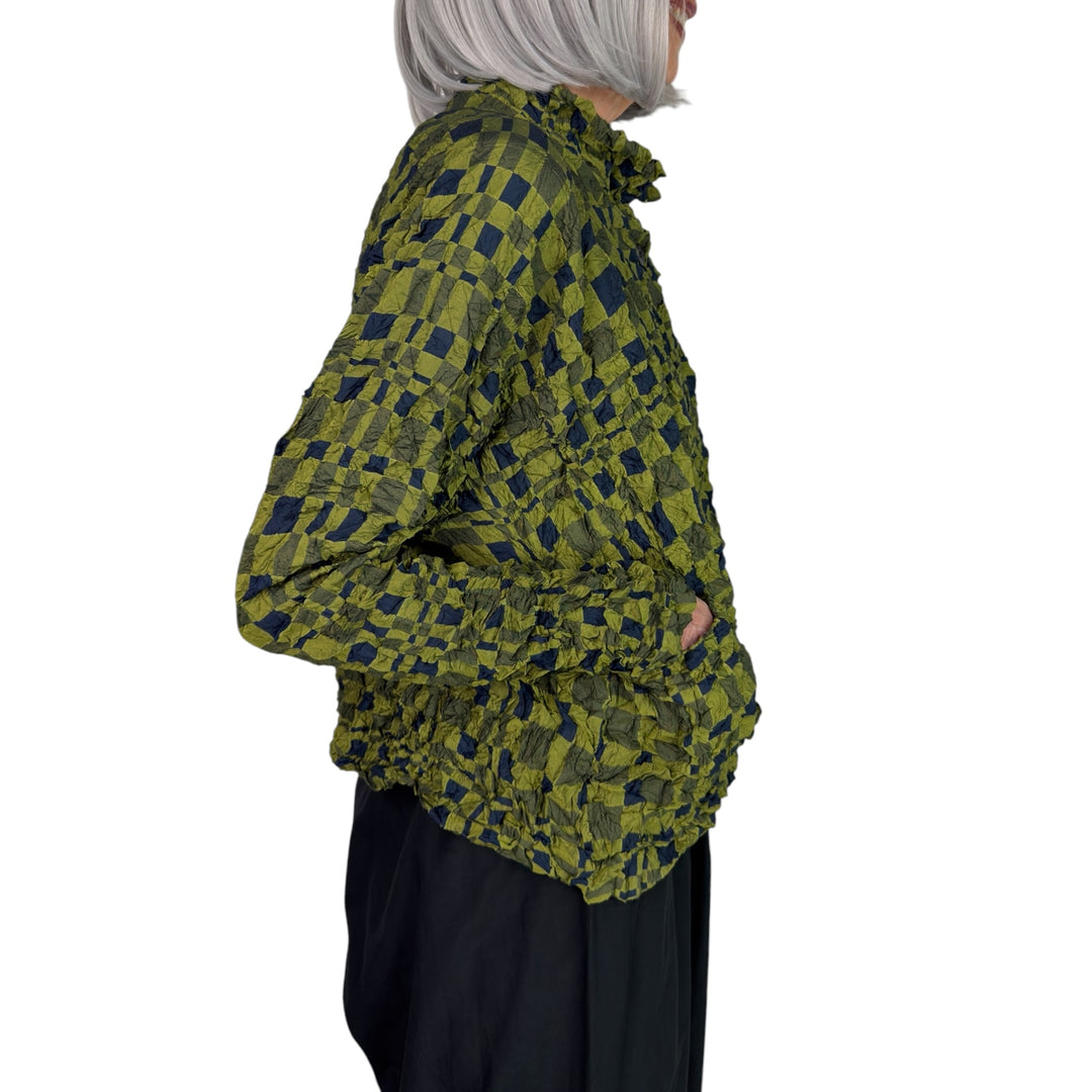 PRINTED CRINKLE PLEAT SHORT JACKET