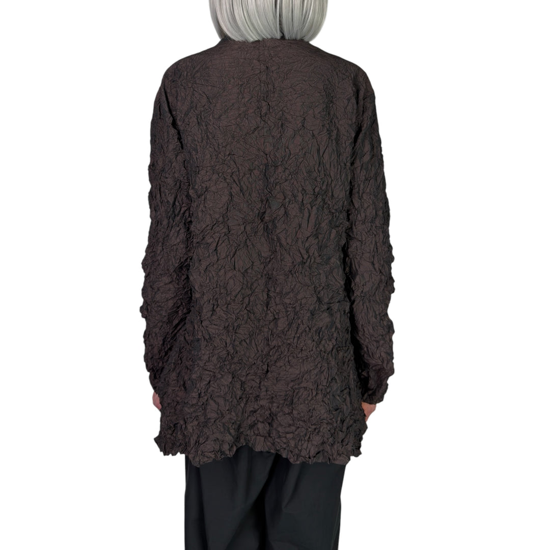 CRINKLE PLEAT 3-BUTTON LONG JACKET
