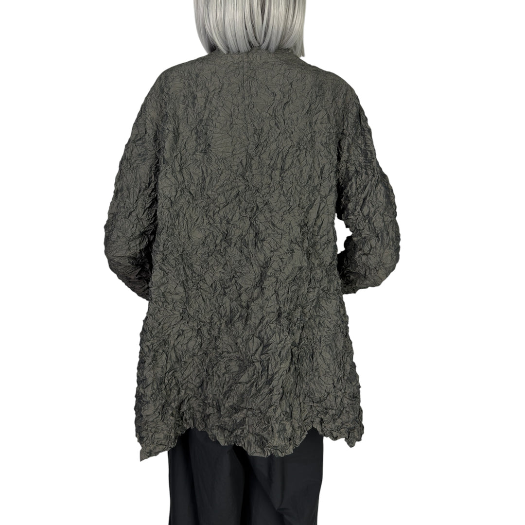 CRINKLE PLEAT 3-BUTTON LONG JACKET