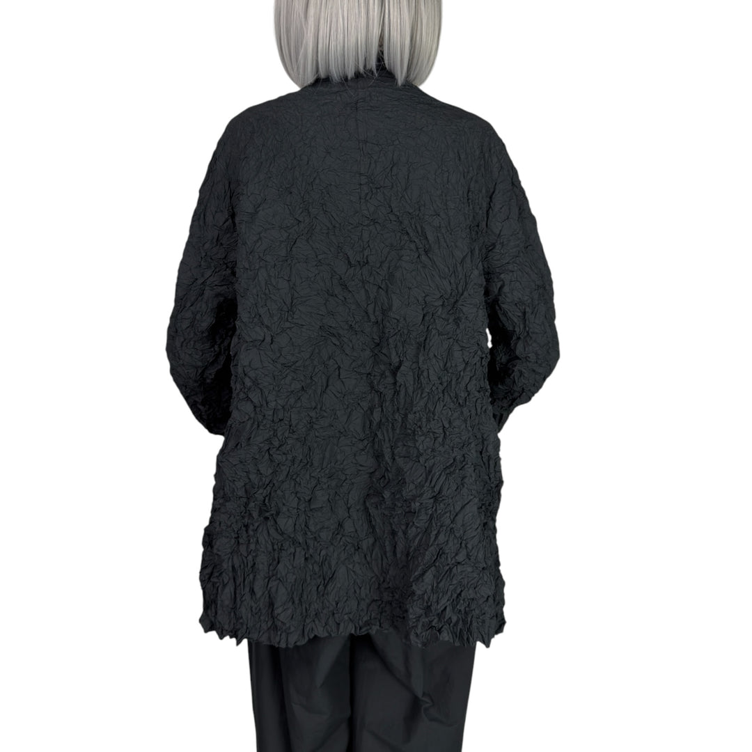 CRINKLE PLEAT 3-BUTTON LONG JACKET