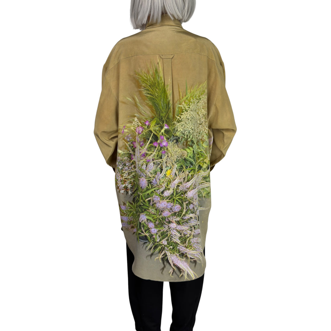 FLORAL PRINT SILK BIG SHIRT