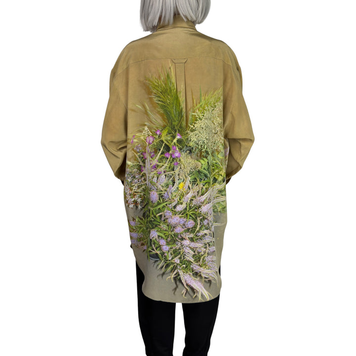 FLORAL PRINT SILK BIG SHIRT