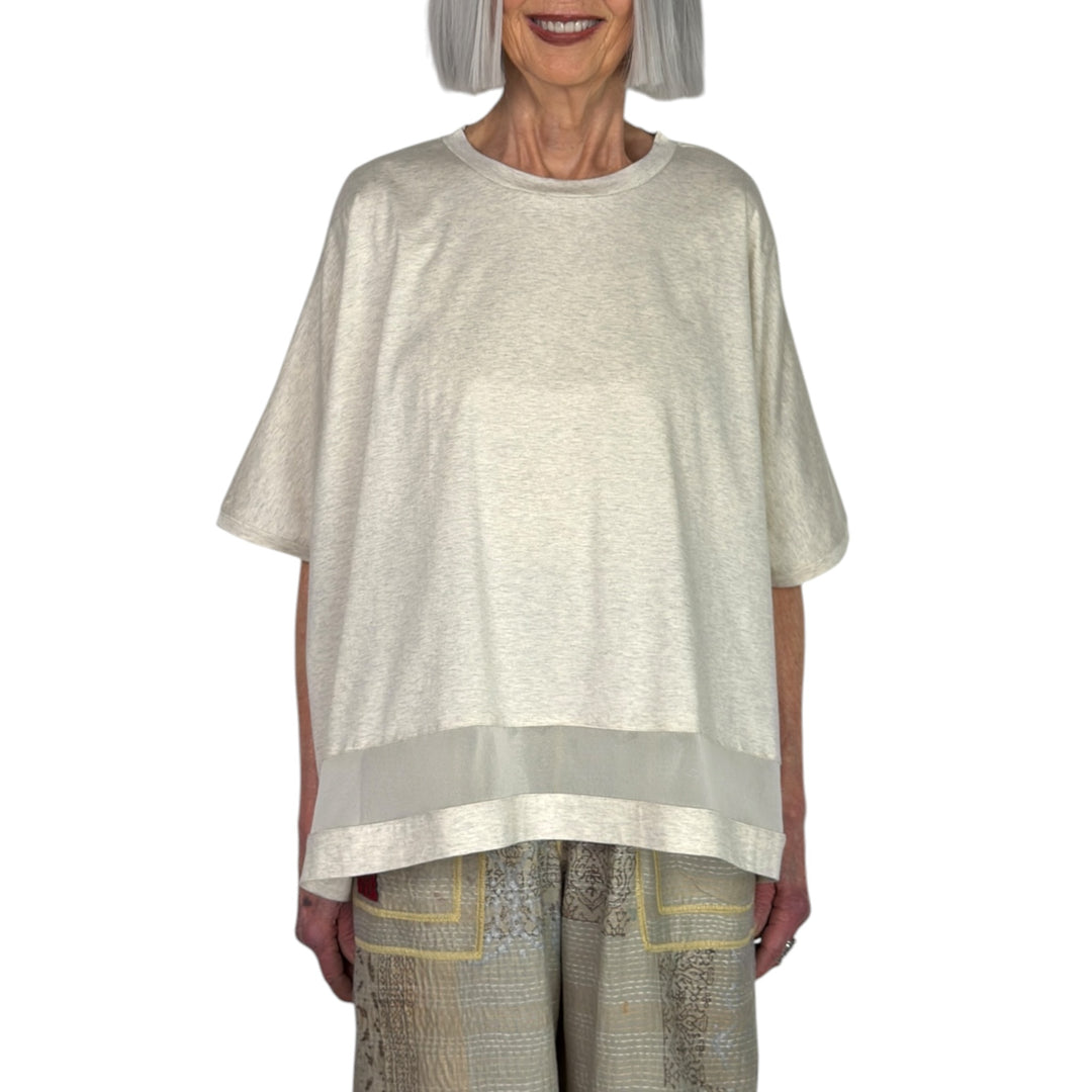 WIDE TEE W/TULLE INSET