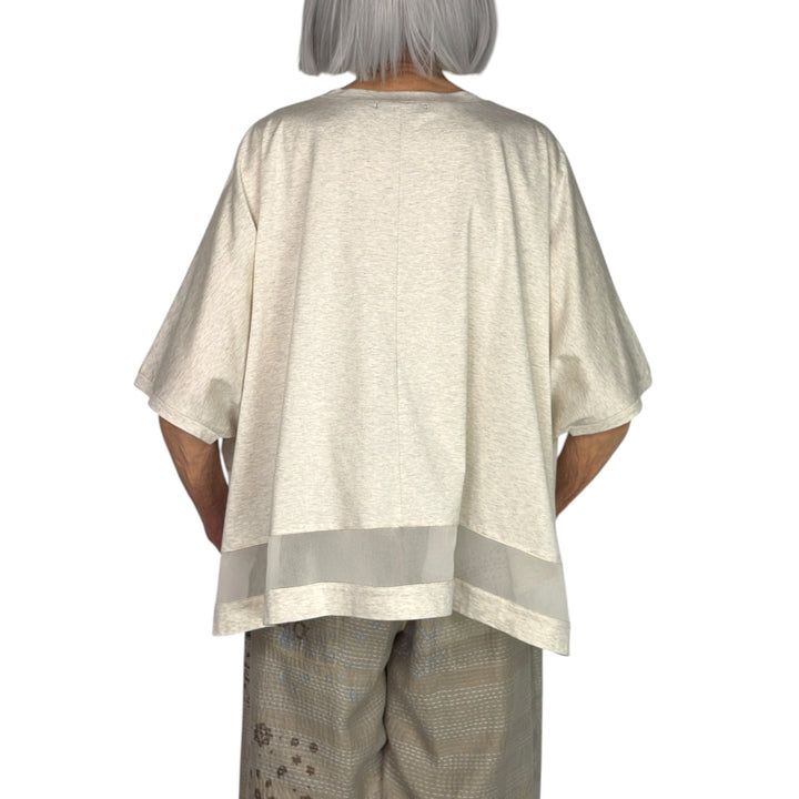 WIDE TEE W/TULLE INSET