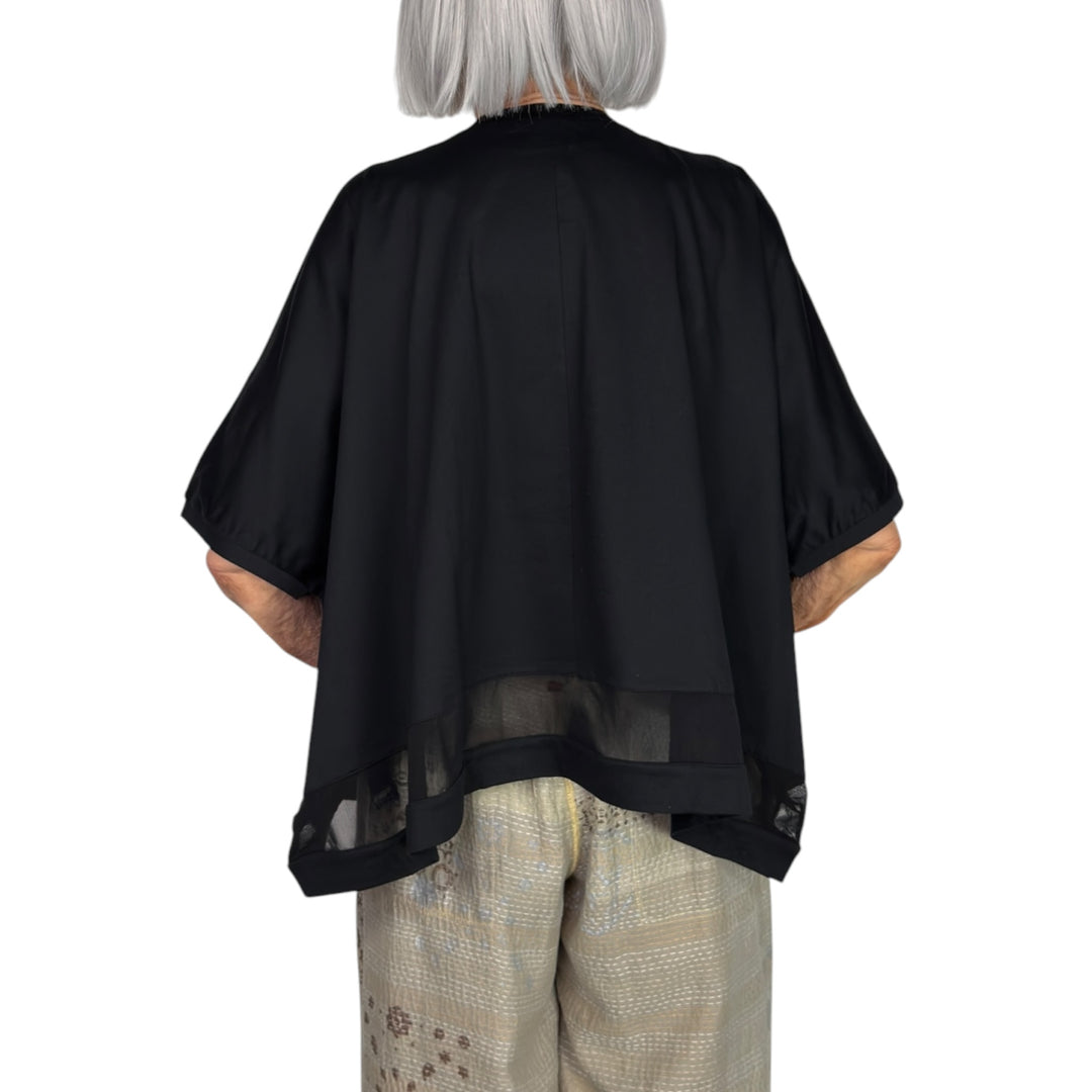 WIDE TEE W/TULLE INSET