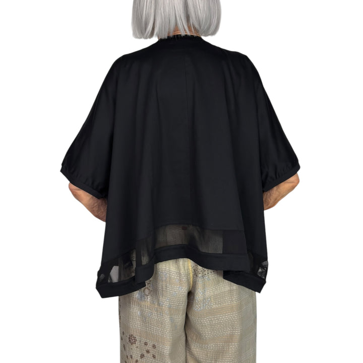 WIDE TEE W/TULLE INSET