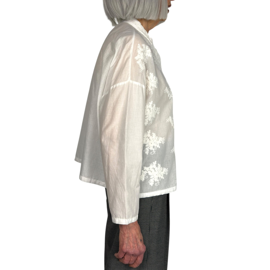 LACE STAND COLLAR SHIRT