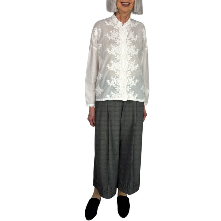 LACE STAND COLLAR SHIRT
