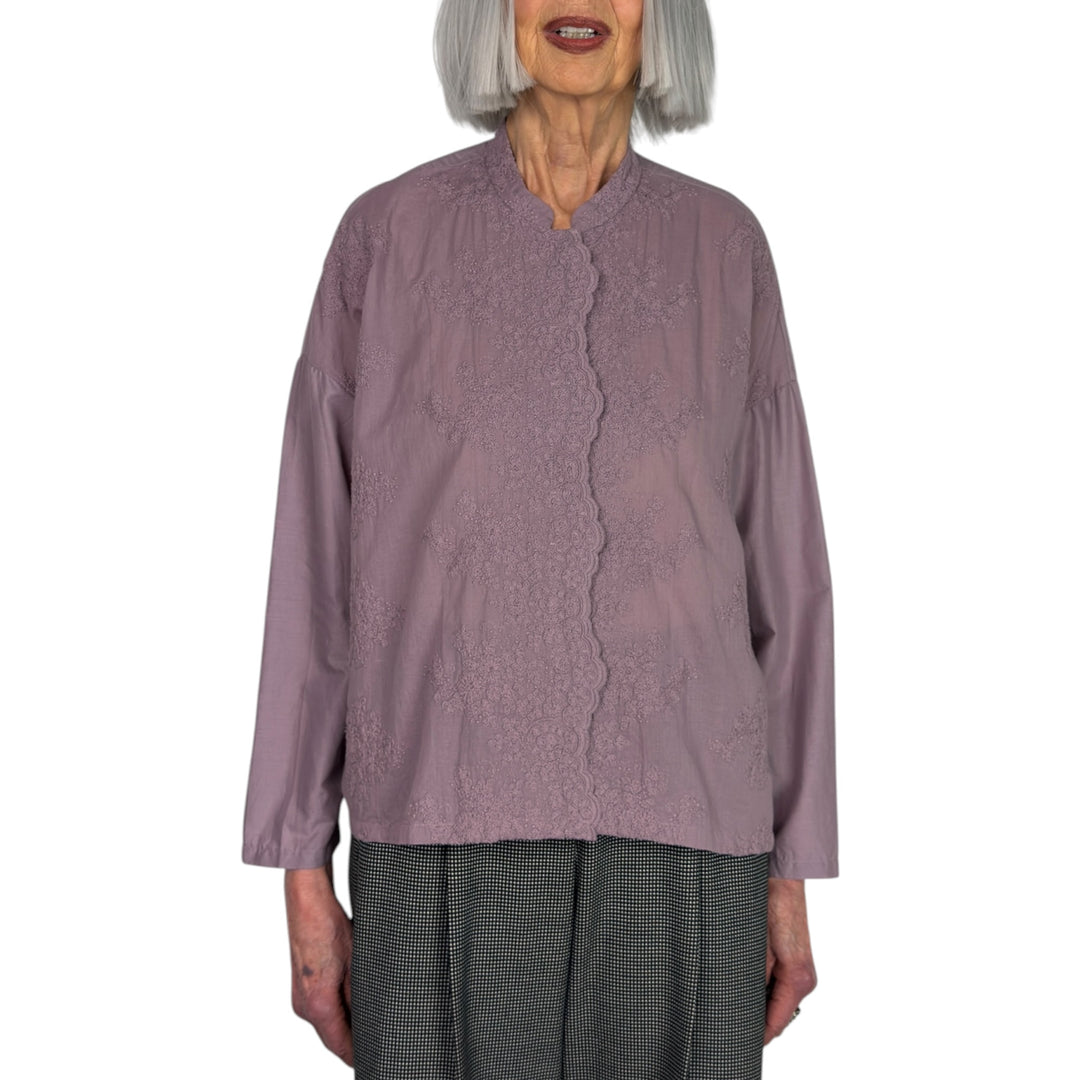 LACE STAND COLLAR SHIRT