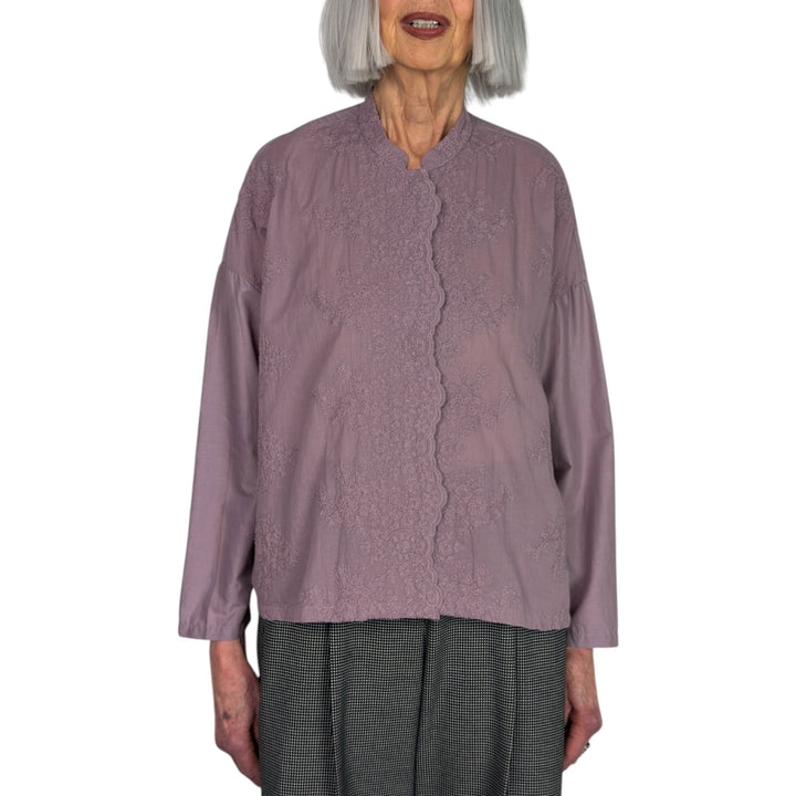 LACE STAND COLLAR SHIRT