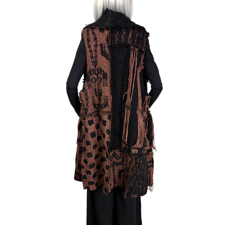 PATCHWORK KNIT LONG VEST