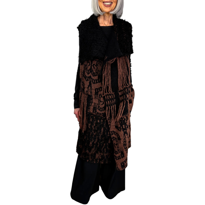 PATCHWORK KNIT LONG VEST