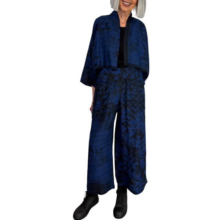 TWILIGHT PRINT MID RISE WIDE LEG PANT