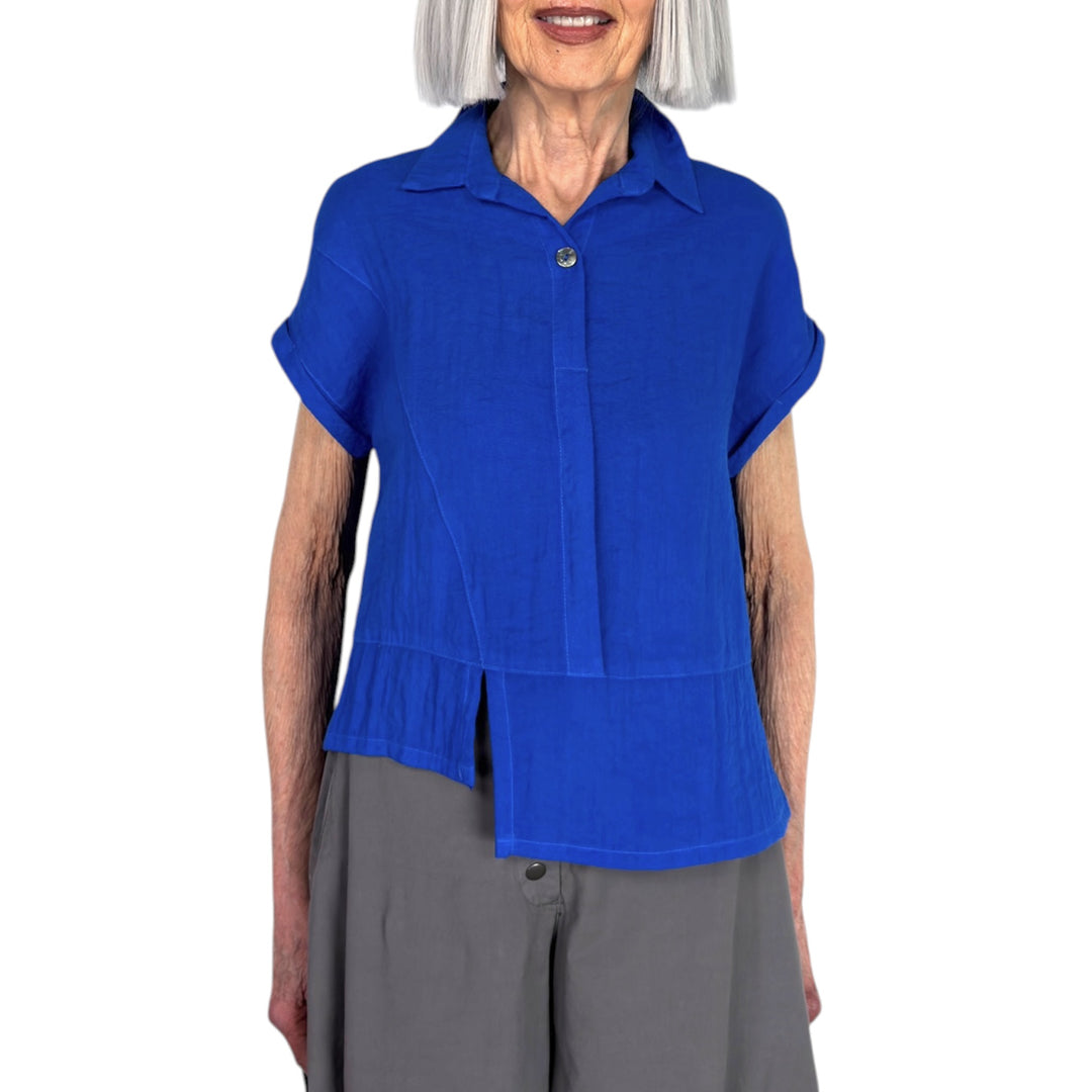 TRAVEL CRINKLE HALF PLACKET SHIRT