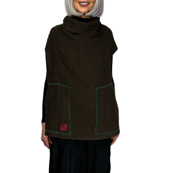 WAFFLE FUNNEL NECK VEST