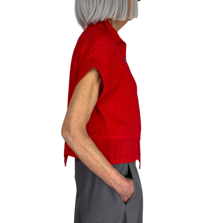 TRAVEL CRINKLE HALF PLACKET SHIRT