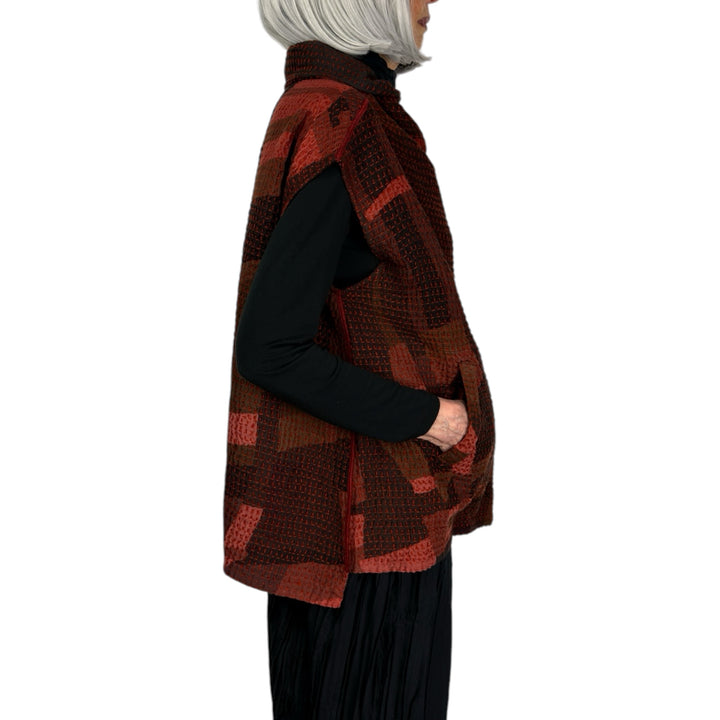 WAFFLE FUNNEL NECK VEST