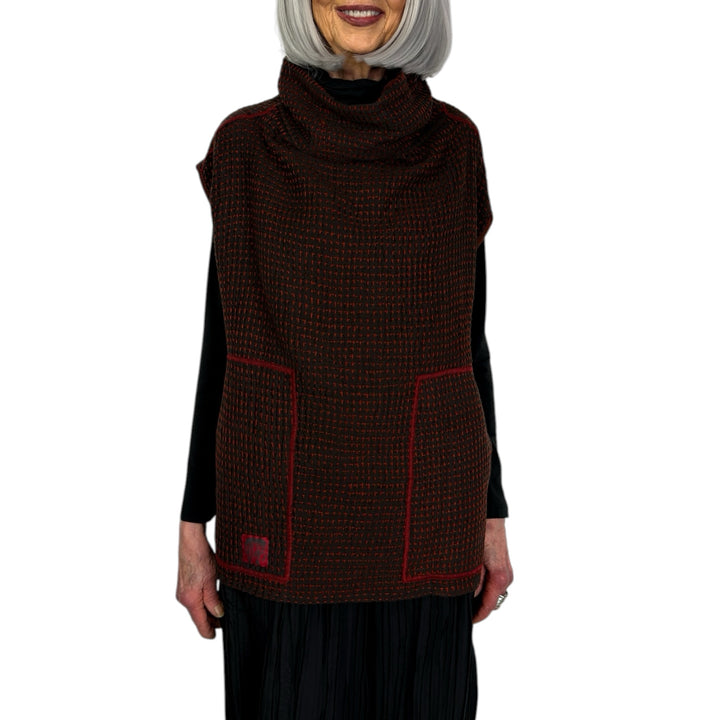WAFFLE FUNNEL NECK VEST