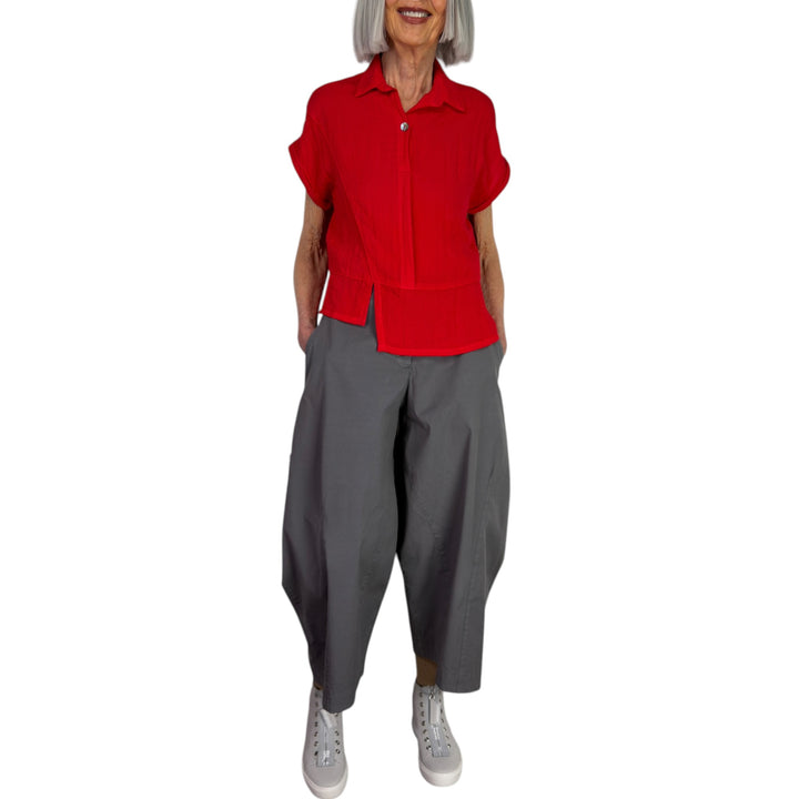 TRAVEL CRINKLE HALF PLACKET SHIRT