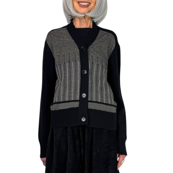 HERRINGBONE V-NECK CARDIGAN