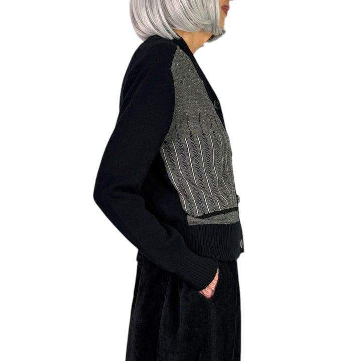 HERRINGBONE V-NECK CARDIGAN