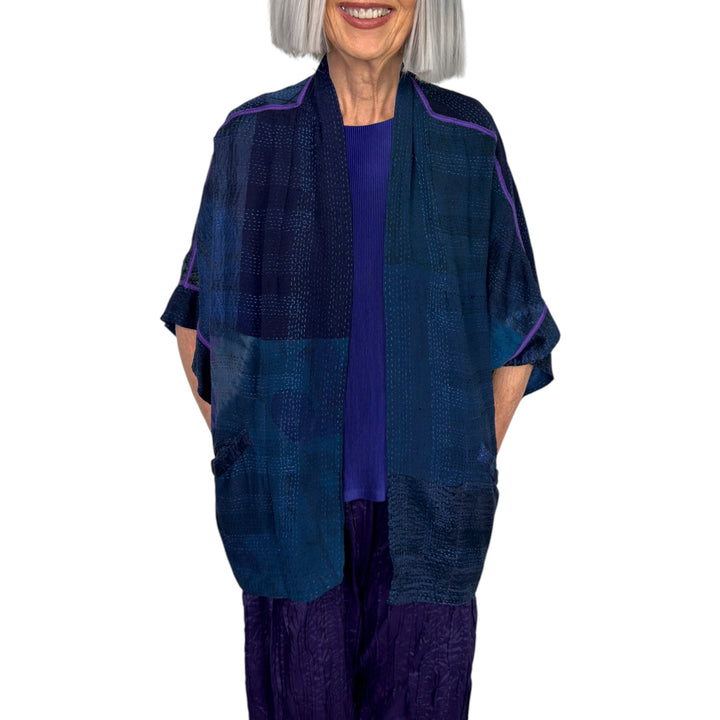 SHIBORI TIE DYE GEORGETTE MINI PONCHO