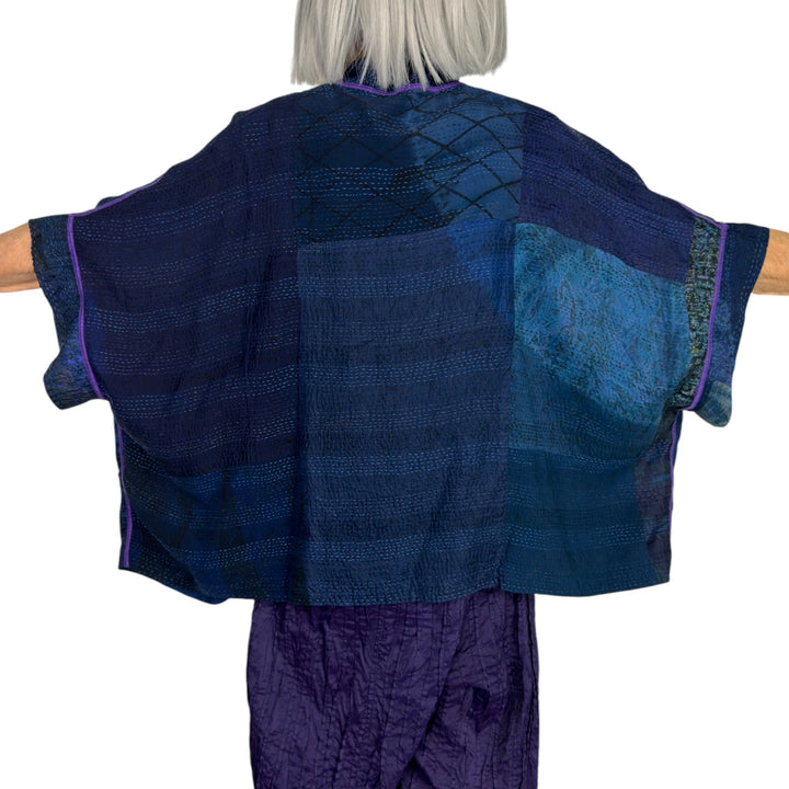 SHIBORI TIE DYE GEORGETTE MINI PONCHO