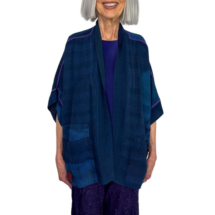 SHIBORI TIE DYE GEORGETTE MINI PONCHO