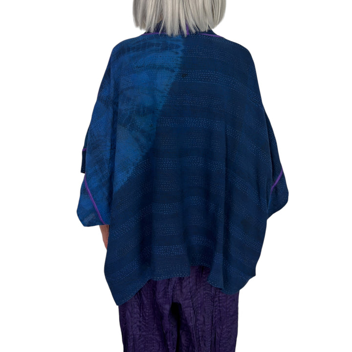 SHIBORI TIE DYE GEORGETTE MINI PONCHO