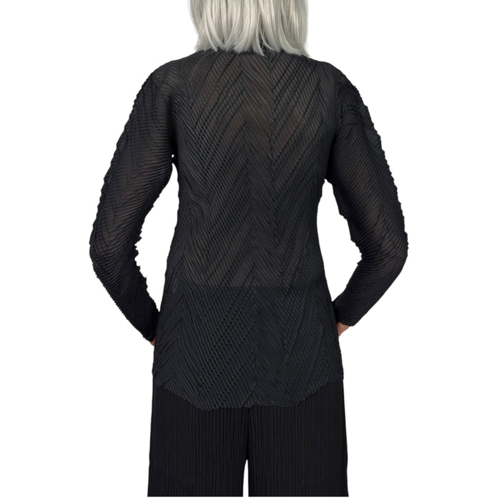 ZIGZAG PLEATS HI-NECK TOP