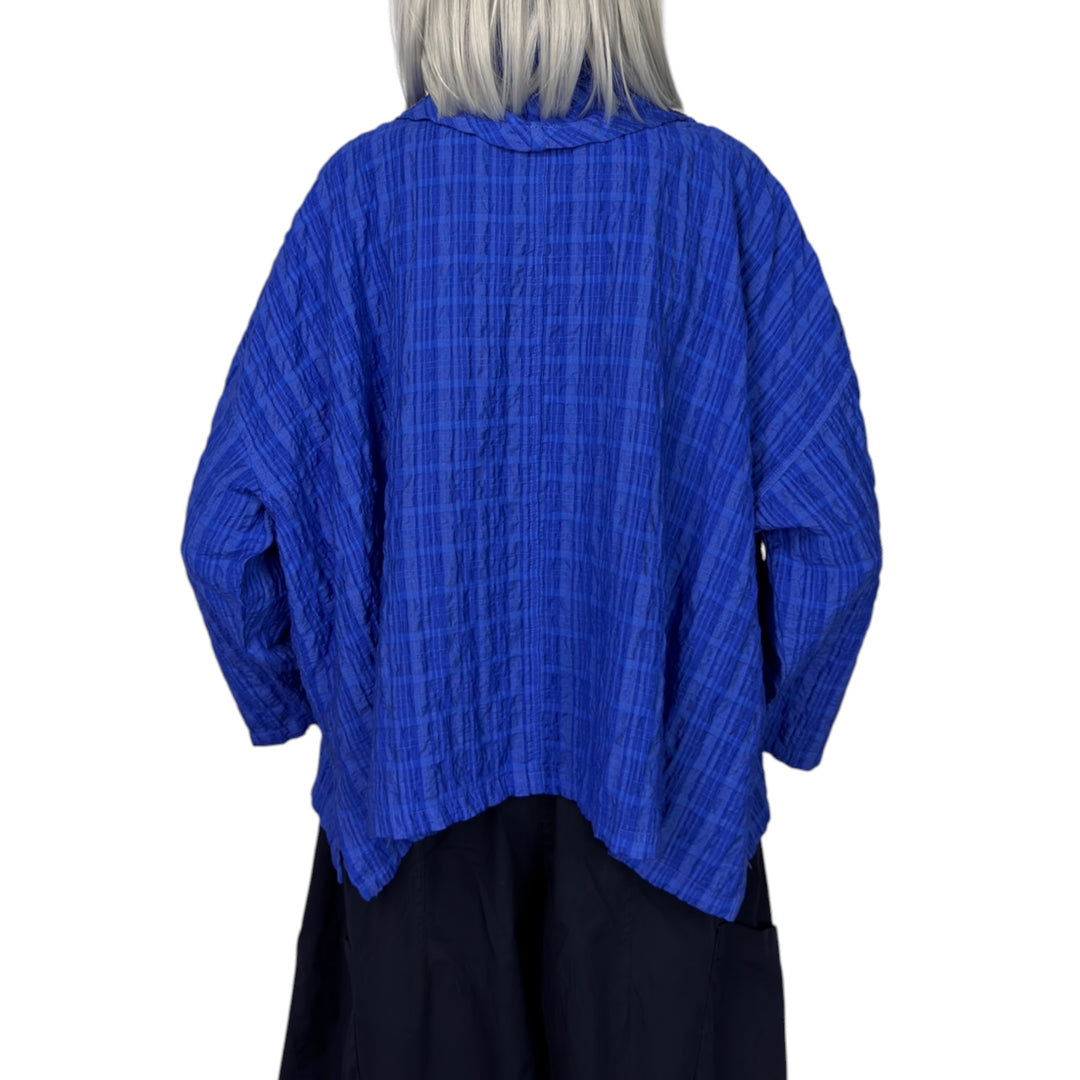 STRIPE CRINKLE COWL TOP