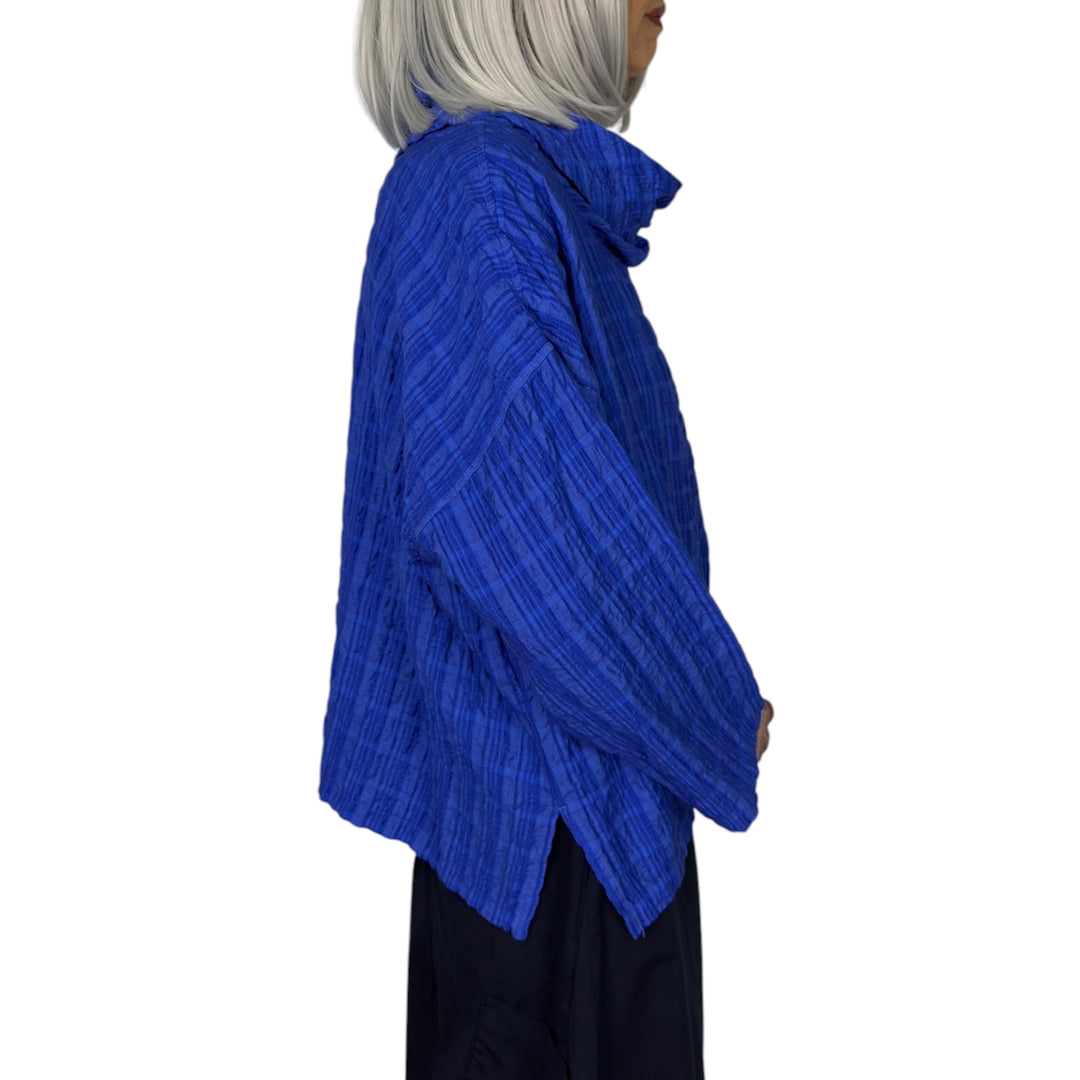 STRIPE CRINKLE COWL TOP