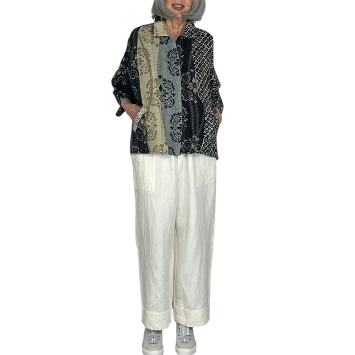 KIMONO PRINT/OMBRE CROP TENT SHIRT