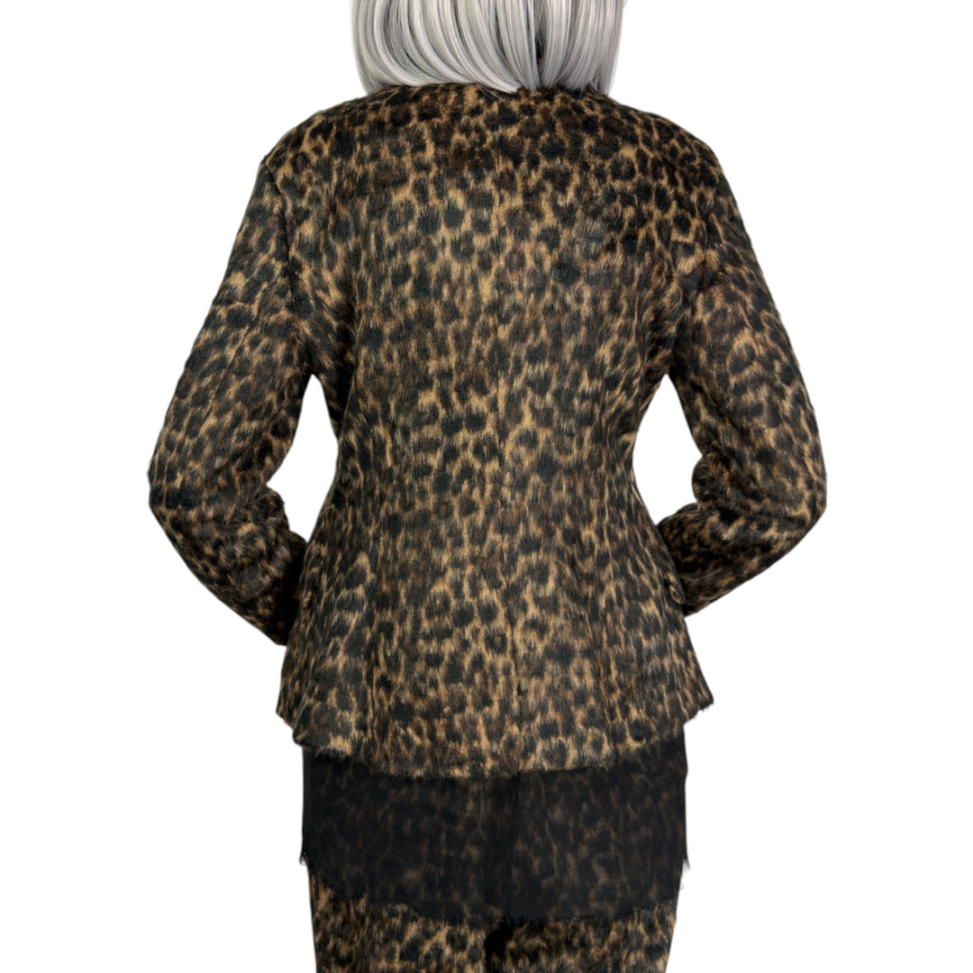 LEOPARD PRINT FAUX FUR JACKET