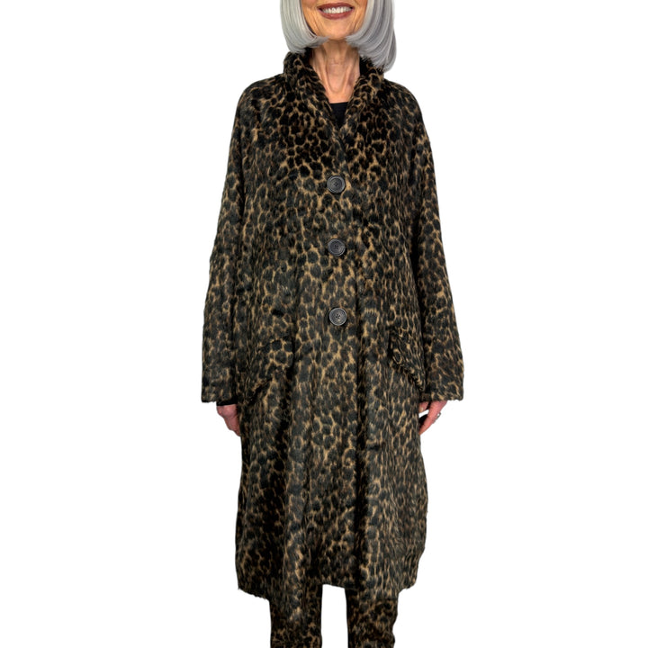 LEOPARD PRINT FAUX FUR COAT