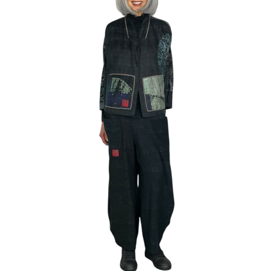 TIE-DYE SHIBORI STAND COLLAR CROP JACKET
