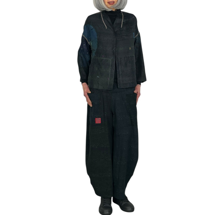 TIE-DYE SHIBORI STAND COLLAR CROP JACKET