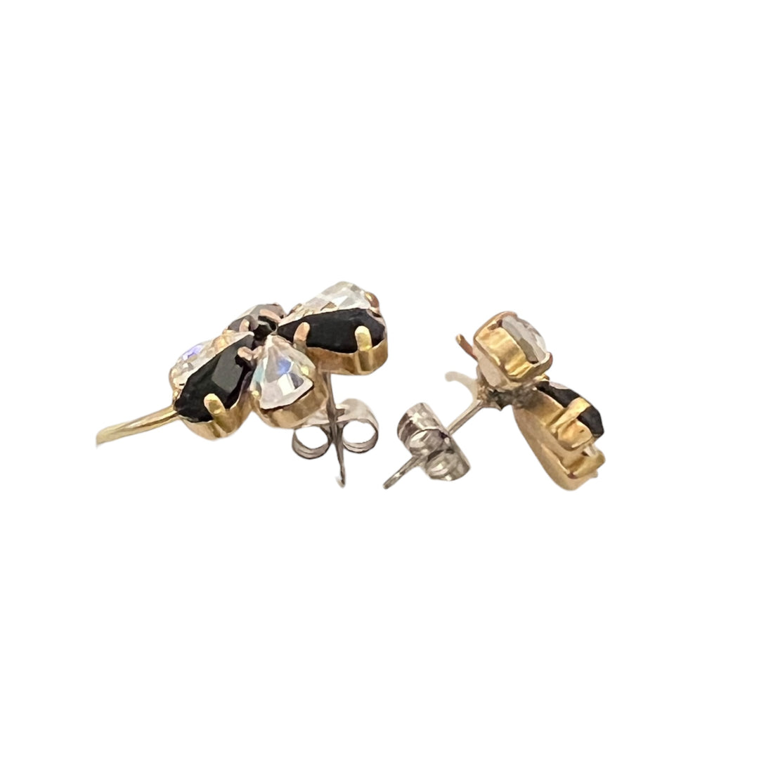 BEE & FL0WER RHINESTONE EARRINGS