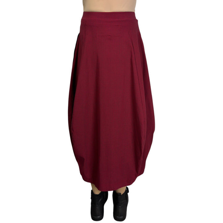 CHECK PRINT CURVED SKIRT
