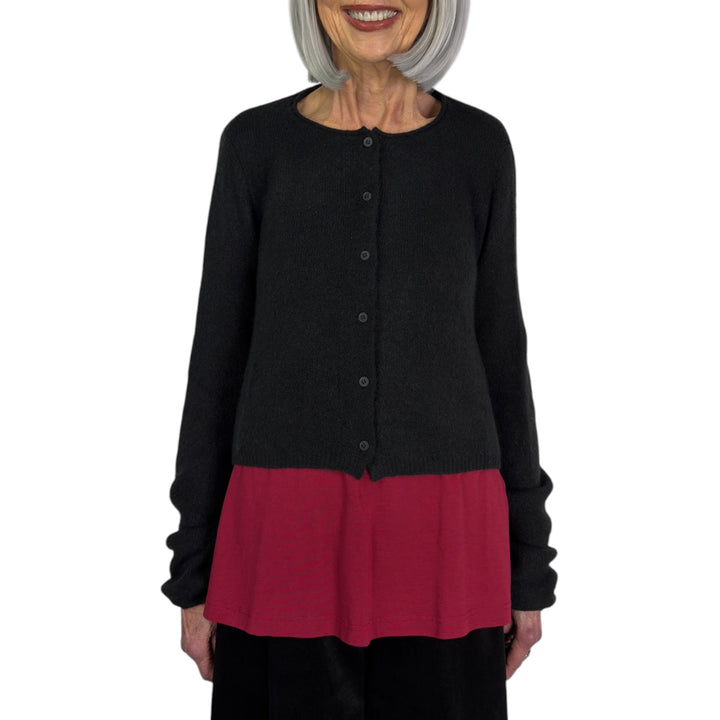 SOLID KNIT CROPPED CARDIGAN