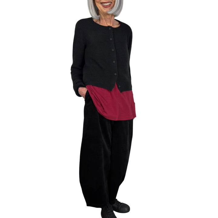 BRUSHED CORDUROY CURVED LEG PANT
