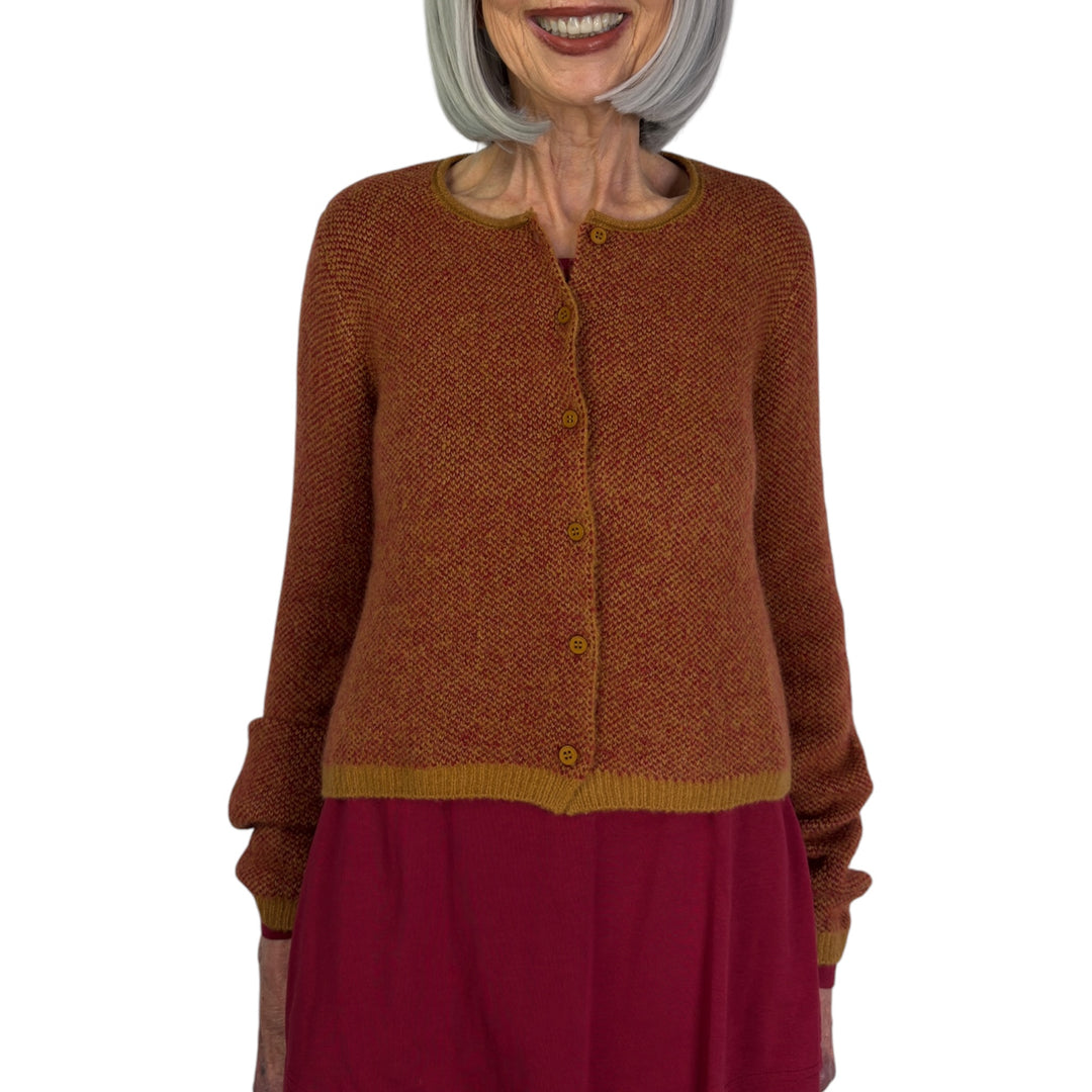 BIRDSEYE KNIT CROPPED CARDIGAN