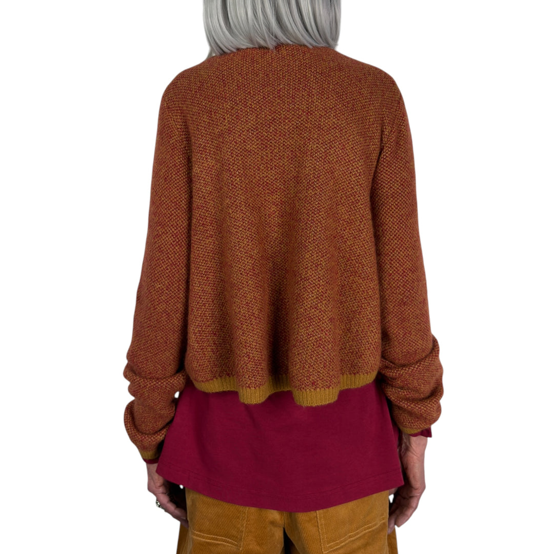 BIRDSEYE KNIT CROPPED CARDIGAN