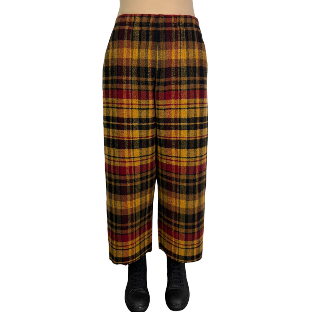 WOOL PLAID STRAIGHT LEG PANT