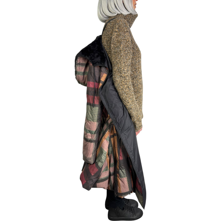 CHECK LONG PUFFER COAT